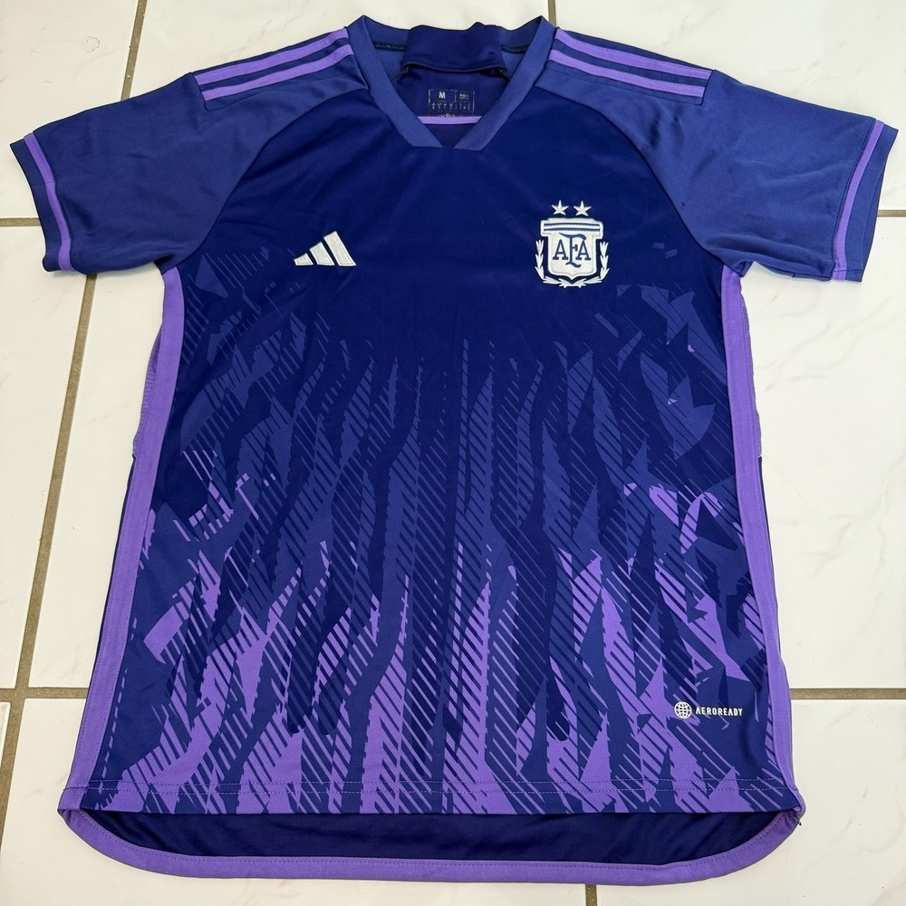 Argentina 2022 World Cup Away Jersey Mens Size Large Slim Adidas AFA Three Star
